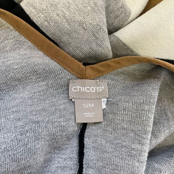 Chicos Women’s Small Medium Black Grey White Oversized Cardigan Drape Sweater - Picture 11 of 11
